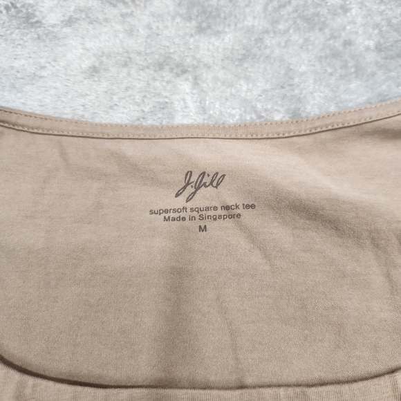 J Jill Womens Supersoft Square Neck Tee Sz Med Cream Stretch Cotton Top Shirt - Picture 2 of 6